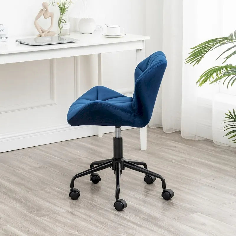 Diamond Tufted Armless Adjustable Swivel Home Office Chair