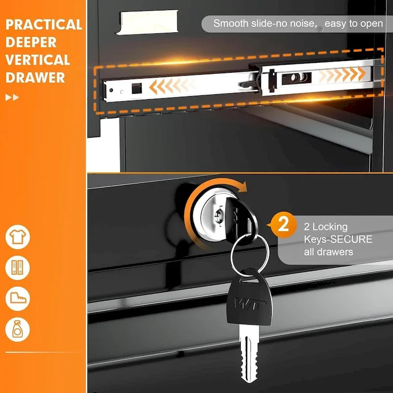 3 Drawer Metal Lateral Filing Cabinet with Lock