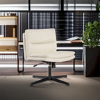 PU Leather Armless Office Desk Chair No Wheels