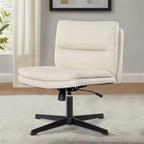 PU Leather Armless Office Desk Chair No Wheels