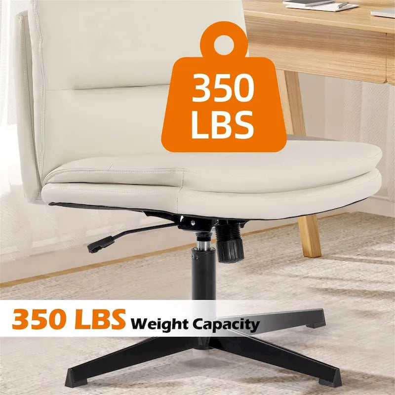 PU Leather Armless Office Desk Chair No Wheels