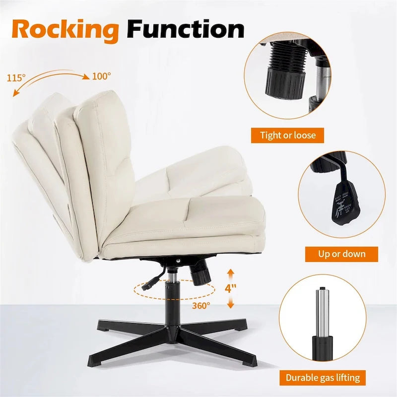 PU Leather Armless Office Desk Chair No Wheels