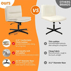 PU Leather Armless Office Desk Chair No Wheels