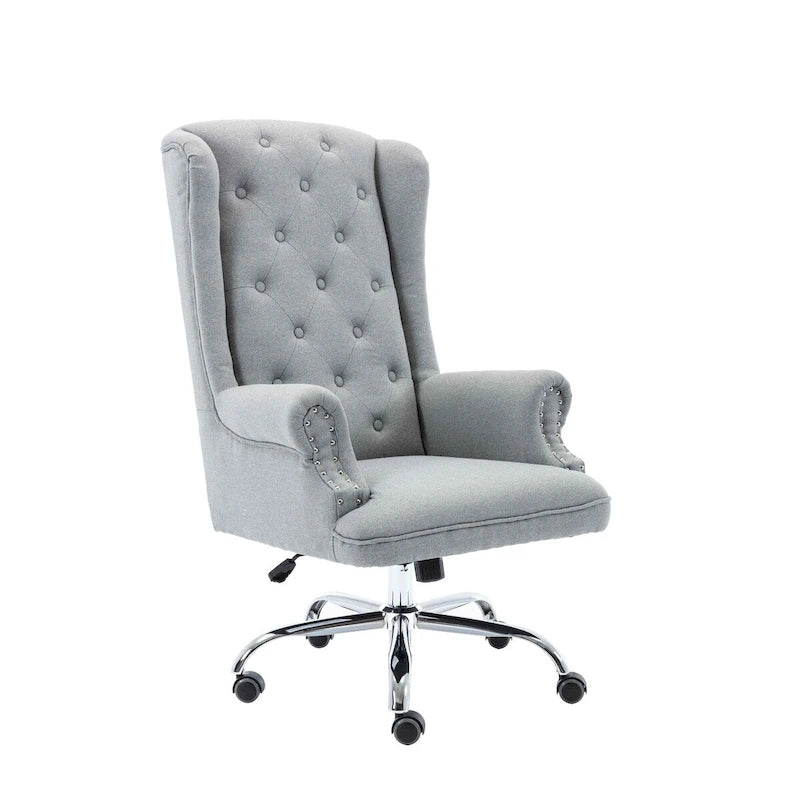 Porthos Home Iaen Wingback Office Chair For Desk, Linen Upholstery