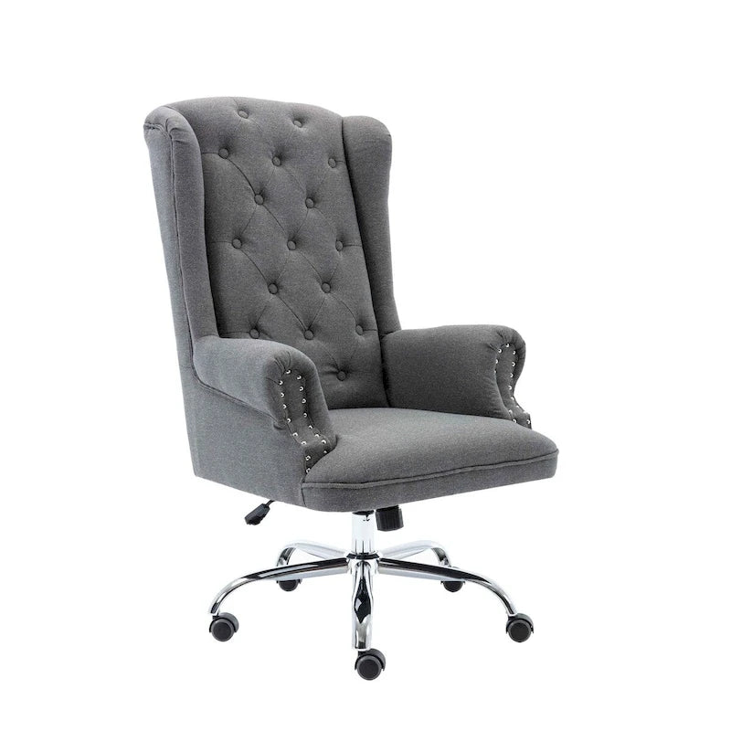 Porthos Home Iaen Wingback Office Chair For Desk, Linen Upholstery
