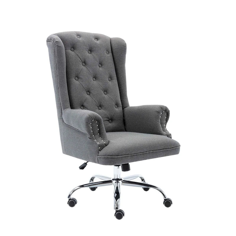 Porthos Home Iaen Wingback Office Chair For Desk, Linen Upholstery
