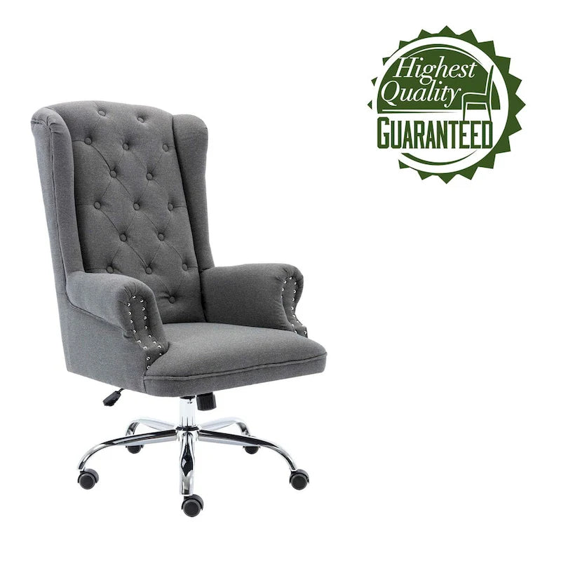 Porthos Home Iaen Wingback Office Chair For Desk, Linen Upholstery