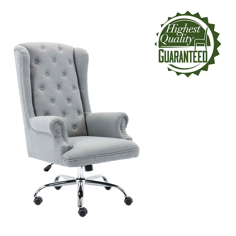 Porthos Home Iaen Wingback Office Chair For Desk, Linen Upholstery