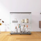 Two-door Glass Display Cabinet 2 Shelves with Door