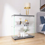 Two-door Glass Display Cabinet 2 Shelves with Door