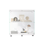 Two-door Glass Display Cabinet 2 Shelves with Door