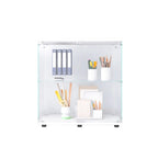 Two-door Glass Display Cabinet 2 Shelves with Door