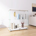 Two-door Glass Display Cabinet 2 Shelves with Door