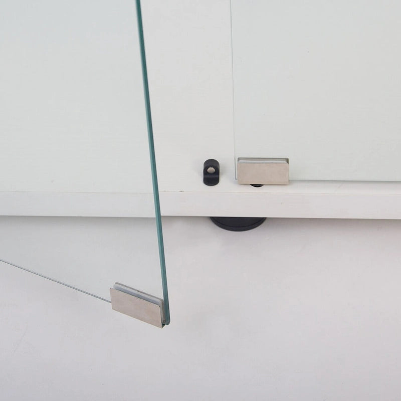 Two-door Glass Display Cabinet 2 Shelves with Door