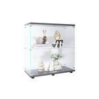 Two-door Glass Display Cabinet 2 Shelves with Door