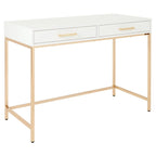 Alios Desk with White Gloss Finish and Gold Base