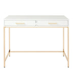 Alios Desk with White Gloss Finish and Gold Base