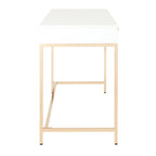 Alios Desk with White Gloss Finish and Gold Base