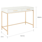 Alios Desk with White Gloss Finish and Gold Base