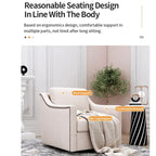 Roomfitters 360 Degree Swivel Armchair with Ergonomic Design and Brass Nail Decoration, White