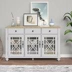 55 Vintage Style Kitchen Accent Buffet Sideboard Cabinet w/ Drawers - 55 in Width