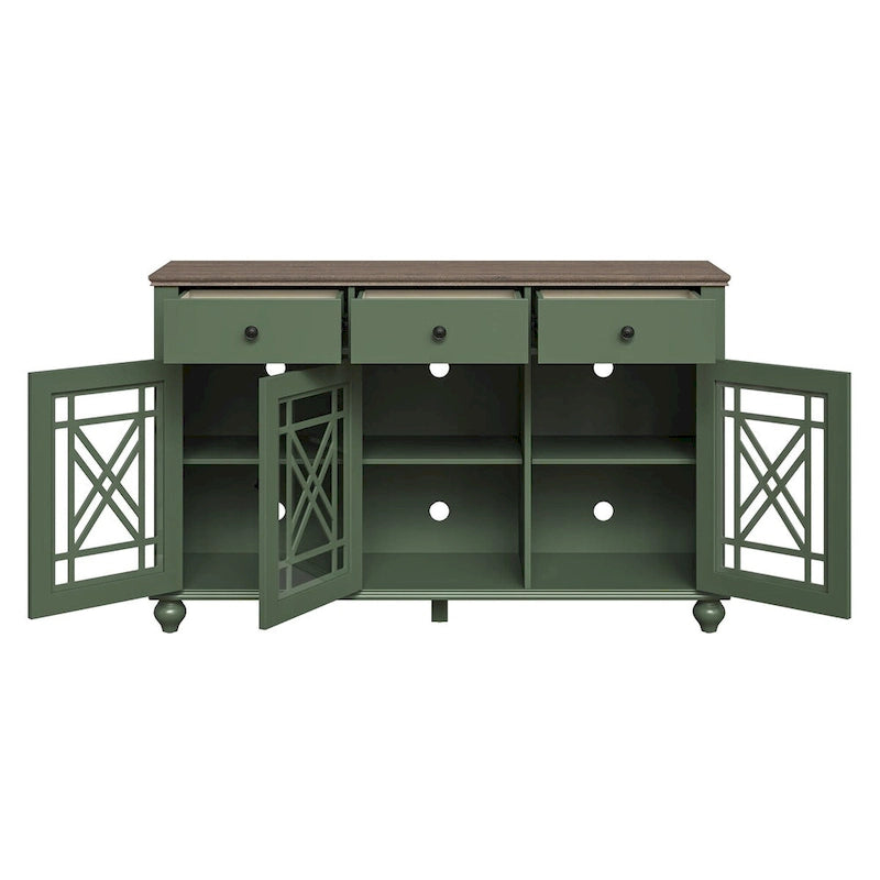 55 Vintage Style Kitchen Accent Buffet Sideboard Cabinet w/ Drawers - 55 in Width