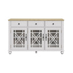 55 Vintage Style Kitchen Accent Buffet Sideboard Cabinet w/ Drawers - 55 in Width