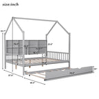 Full Solid Wood House Day Bed with Trundle