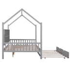 Full Solid Wood House Day Bed with Trundle