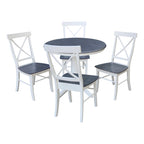 36 in Solid Wood Round Top Pedestal Dining Table with 4 Dining Chairs