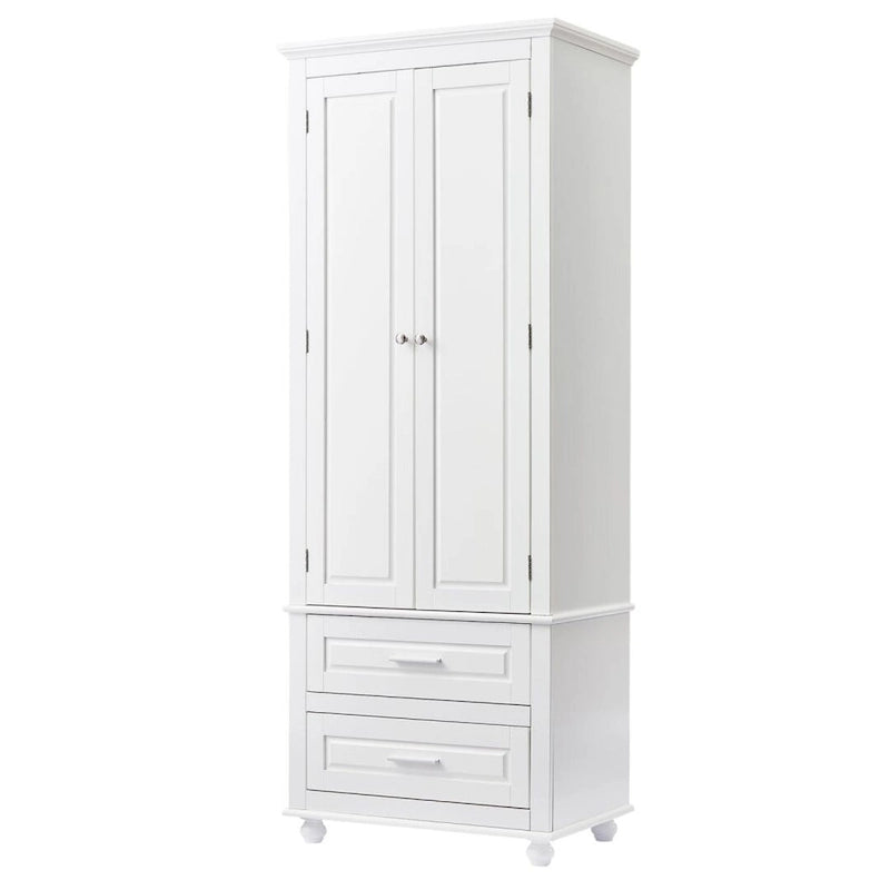 Tall Storage Cabinet with Two Drawers for Bathroom