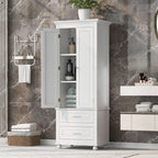 Tall Storage Cabinet with Two Drawers for Bathroom