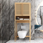 65 Tall Neutral Over-The-Toilet Bathroom Cabinet with Shelf and Two Doors