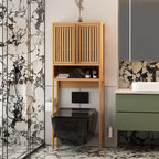 65 Tall Neutral Over-The-Toilet Bathroom Cabinet with Shelf and Two Doors