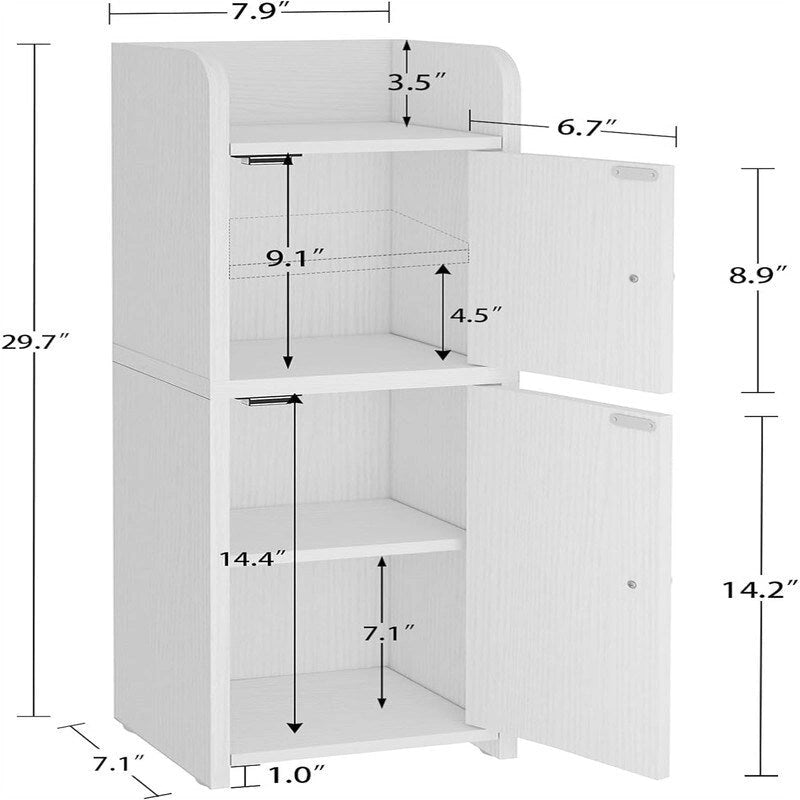 Small Bathroom Storage Cabinet Small Cabinet with Doors and Adjustable Shelves - 7.1D x 7.9W x 29.7H