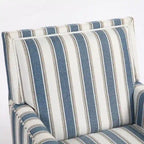 Linen Armchair with Blue and White Striped