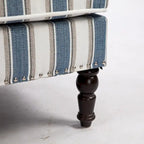 Linen Armchair with Blue and White Striped