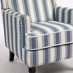 Linen Armchair with Blue and White Striped
