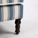 Linen Armchair with Blue and White Striped
