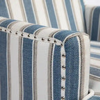 Linen Armchair with Blue and White Striped