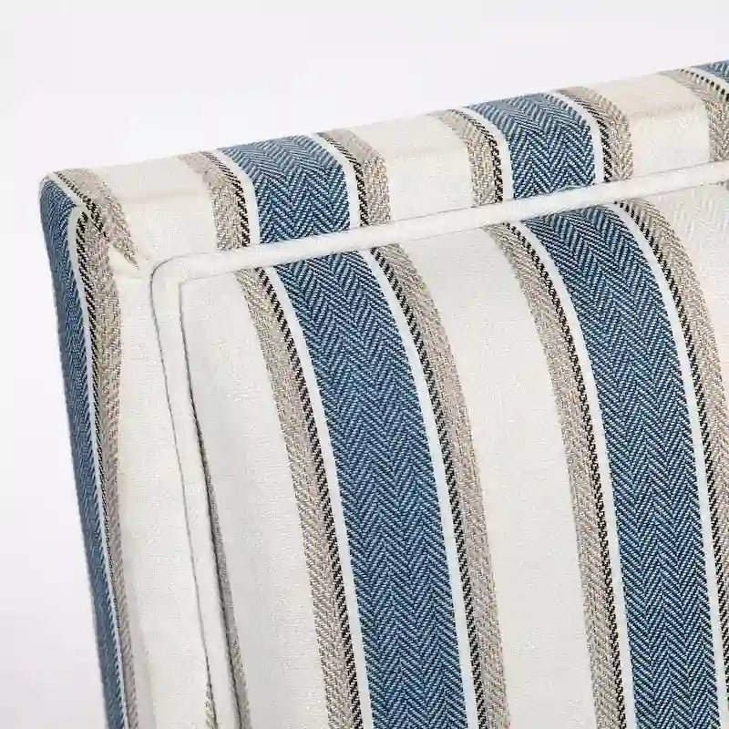 Linen Armchair with Blue and White Striped