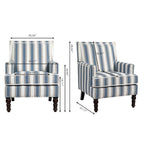 Linen Armchair with Blue and White Striped