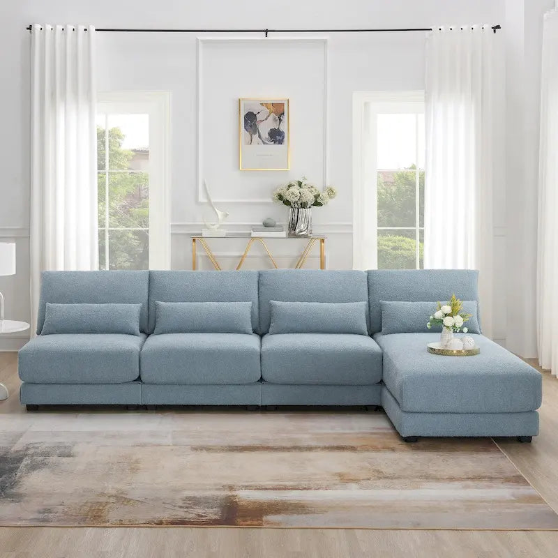 L-shaped Fabric Sectional Sofa with Reversible Chaise