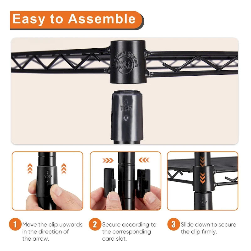 Storage Shelving Unit, Adjustable Metal Wire Racks Heavy Duty Standing Shelf Organizer for Kitchen,Closet, Pantry, Garage,5-Tier