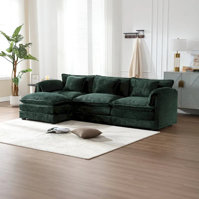 Chenille Fabric L-Shape Comfy Oversized three-seat Modular Sectional Sofa