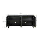 Carved Flower Door Large Storage Cabinet with Metal Handle