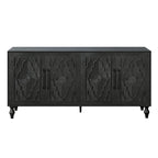 Carved Flower Door Large Storage Cabinet with Metal Handle