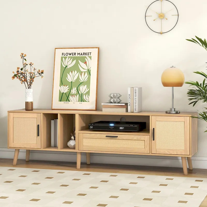 TV Stand for TVs up to 80 with Solid Wood Legs and Ample Storage Space