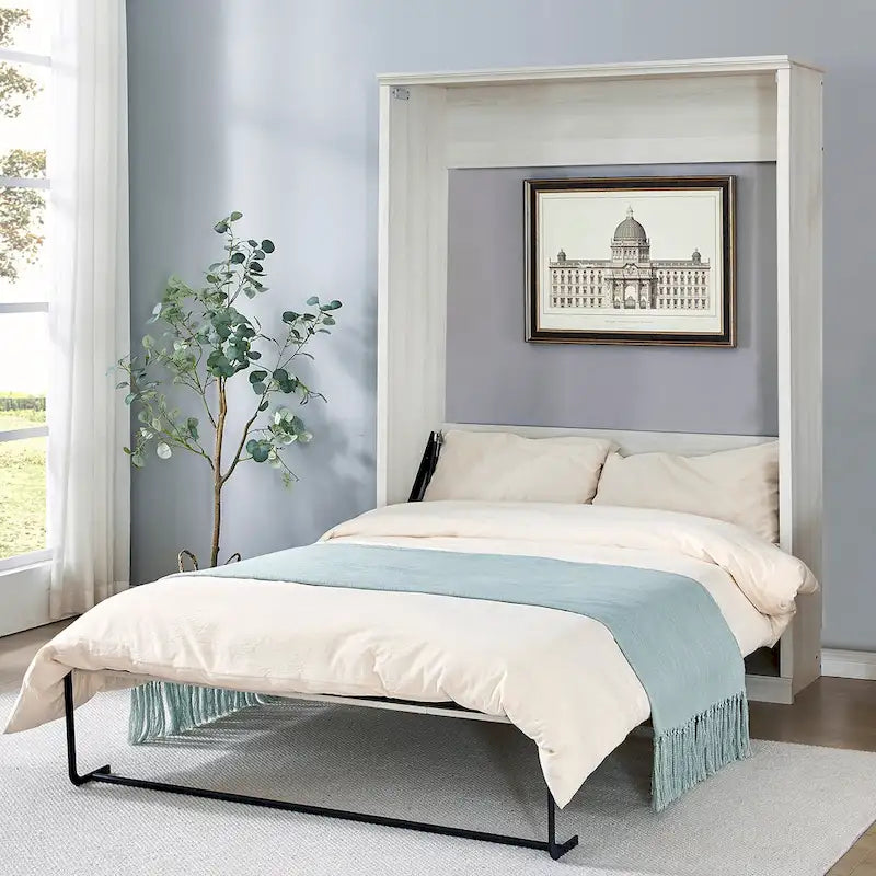 Half Self-Close and Open Murphy Bed Cabinet Space-Saving Bed