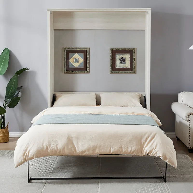 Half Self-Close and Open Murphy Bed Cabinet Space-Saving Bed